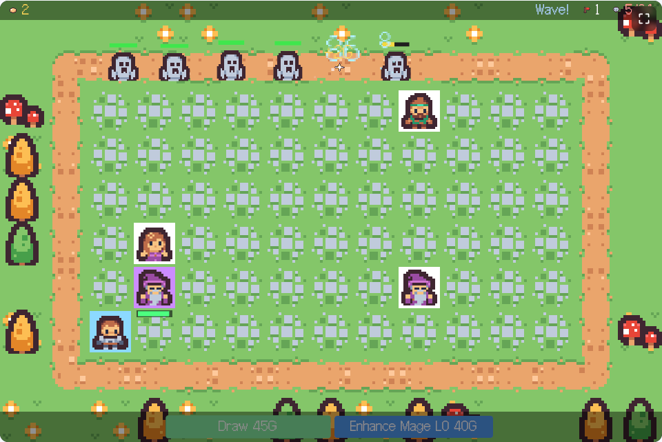 Random Pixel Defense — Draw and merge random towers to stop endless waves